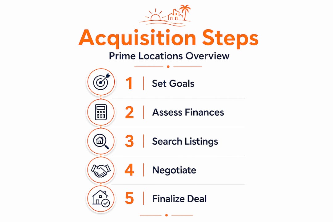 Infographic showing luxury apartment acquisition steps