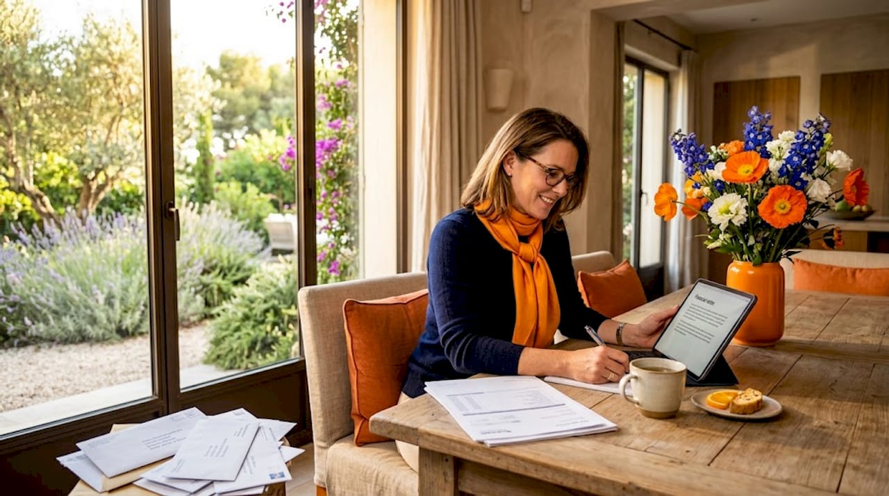 Woman compares international property tax documents