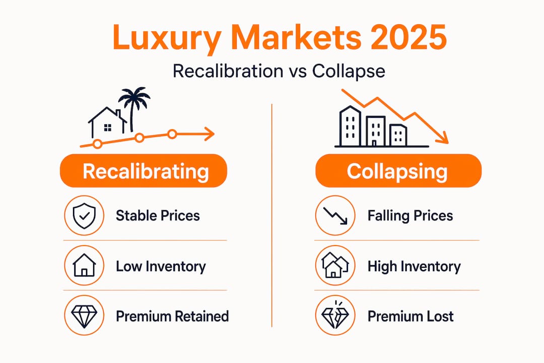 Infographic comparing recalibrating and collapsing markets