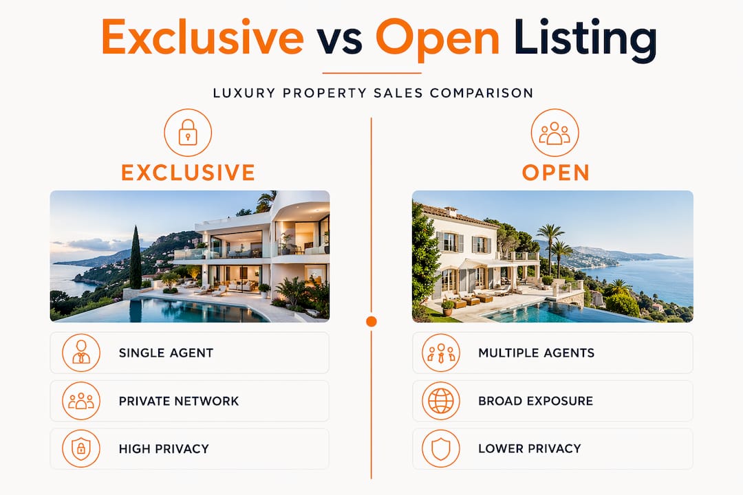 Infographic comparing exclusive and open listings