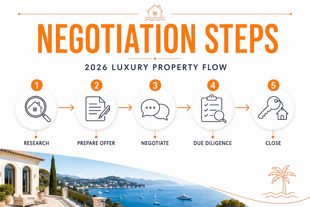 Infographic outlining property negotiation steps