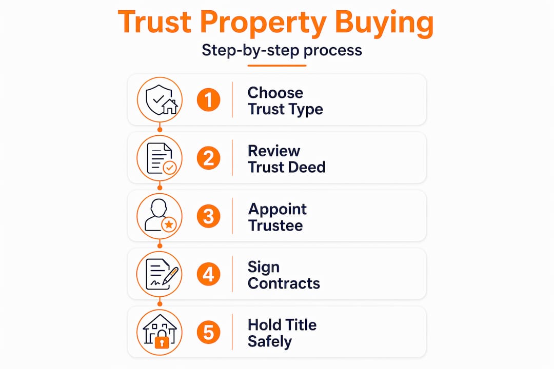 Infographic: property trust buying steps vertical flow