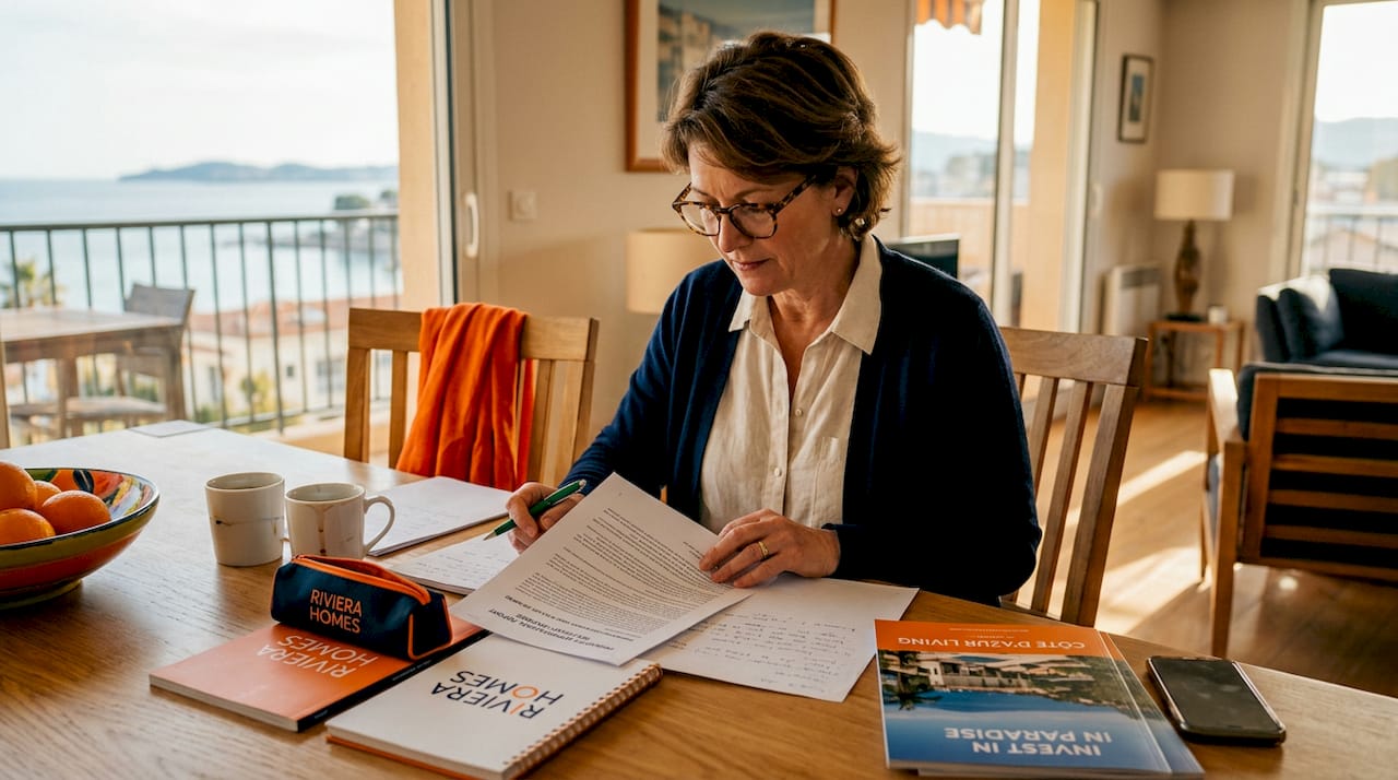 Investor reading appraisal report at home table