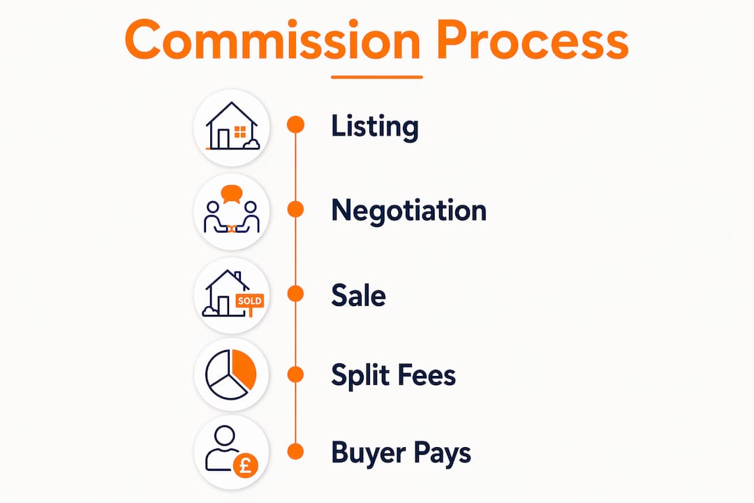 Infographic illustrating real estate commission process steps