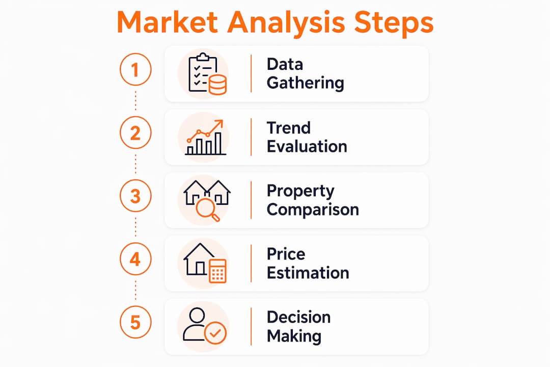 Infographic illustrating key steps in real estate market analysis