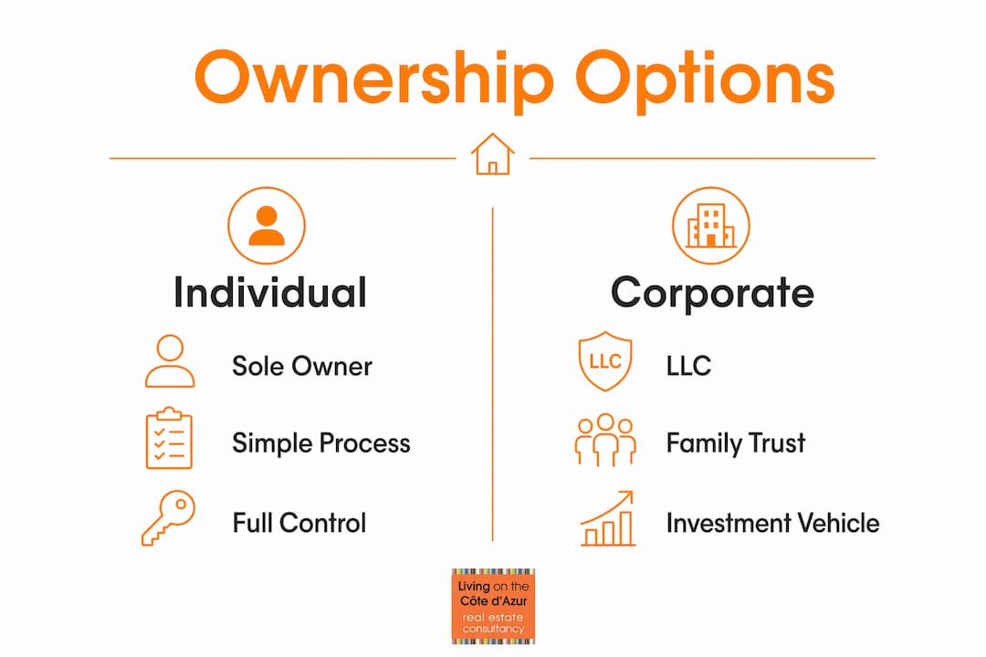 Infographic comparing individual and corporate ownership options