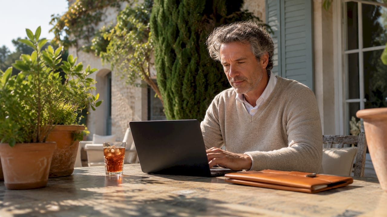 Buyer preparing detailed property brief on laptop