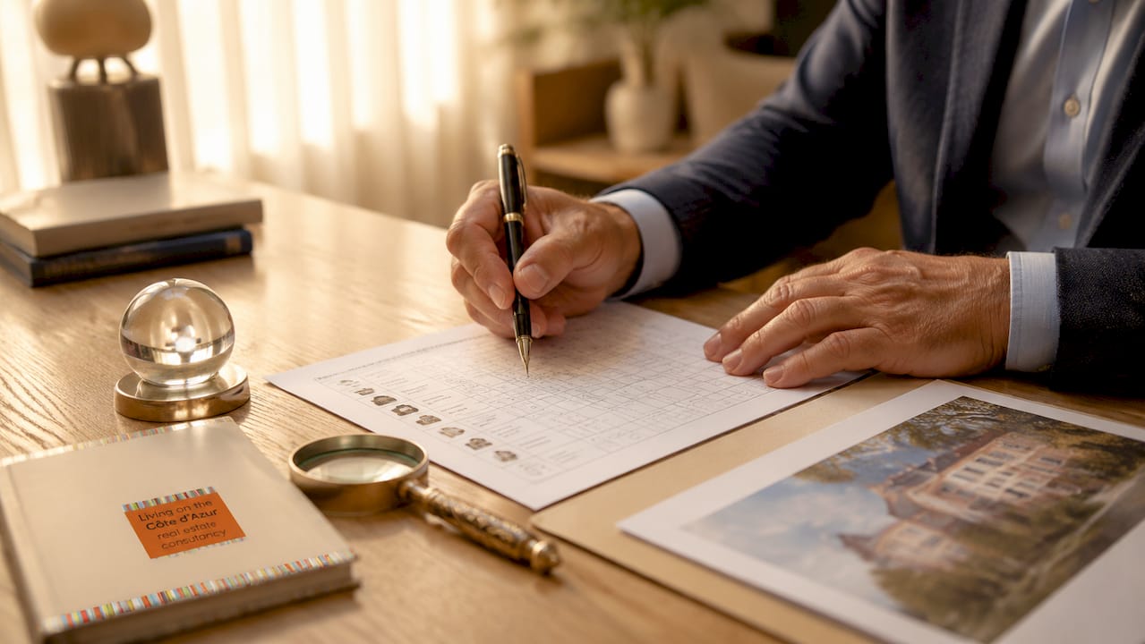 Hands reviewing luxury estate inventory checklist