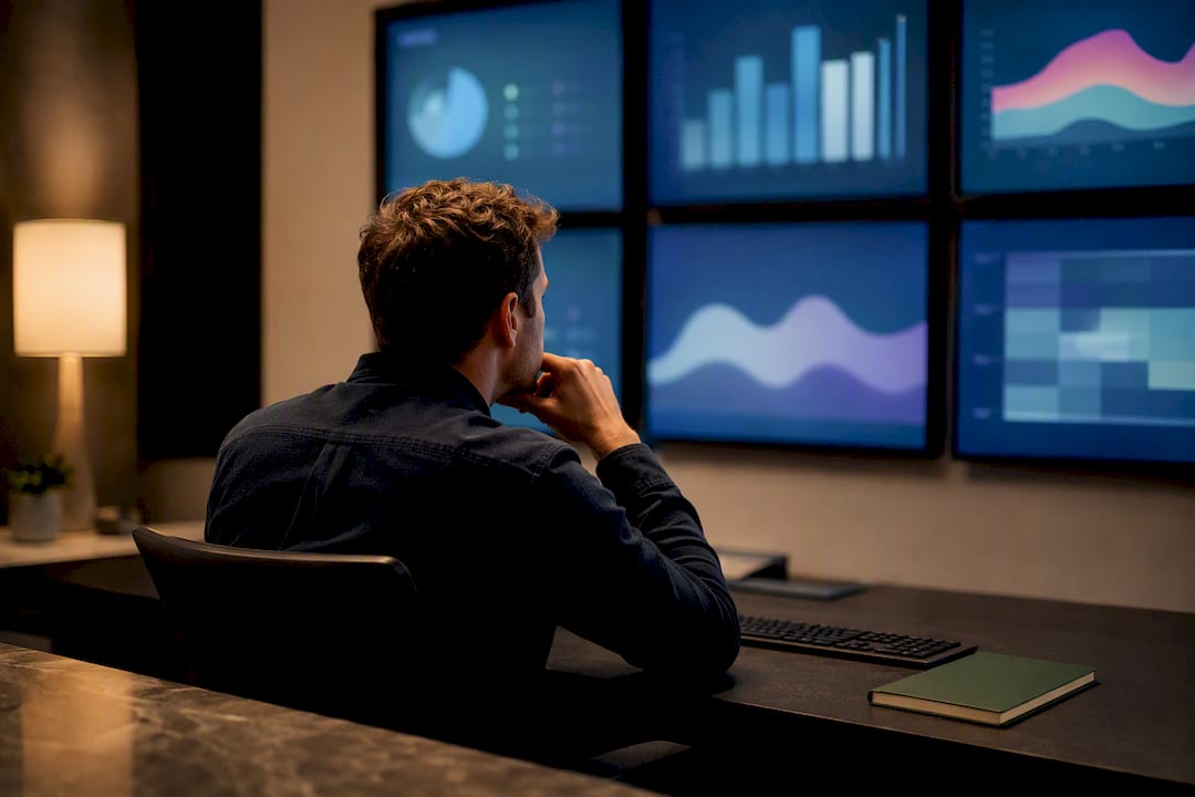 Analyst reviewing ad performance data