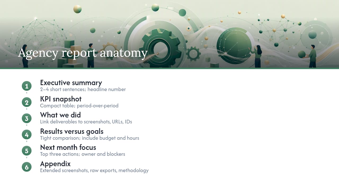 Six-part agency report template anatomy