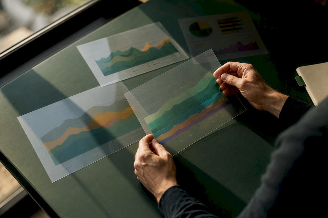 Abstract market share analysis workspace