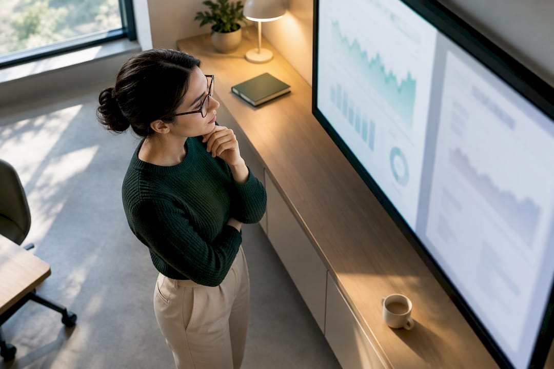 Analyst verifying real-time SEO report