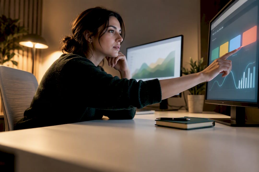 Analyst reviewing live marketing performance dashboard