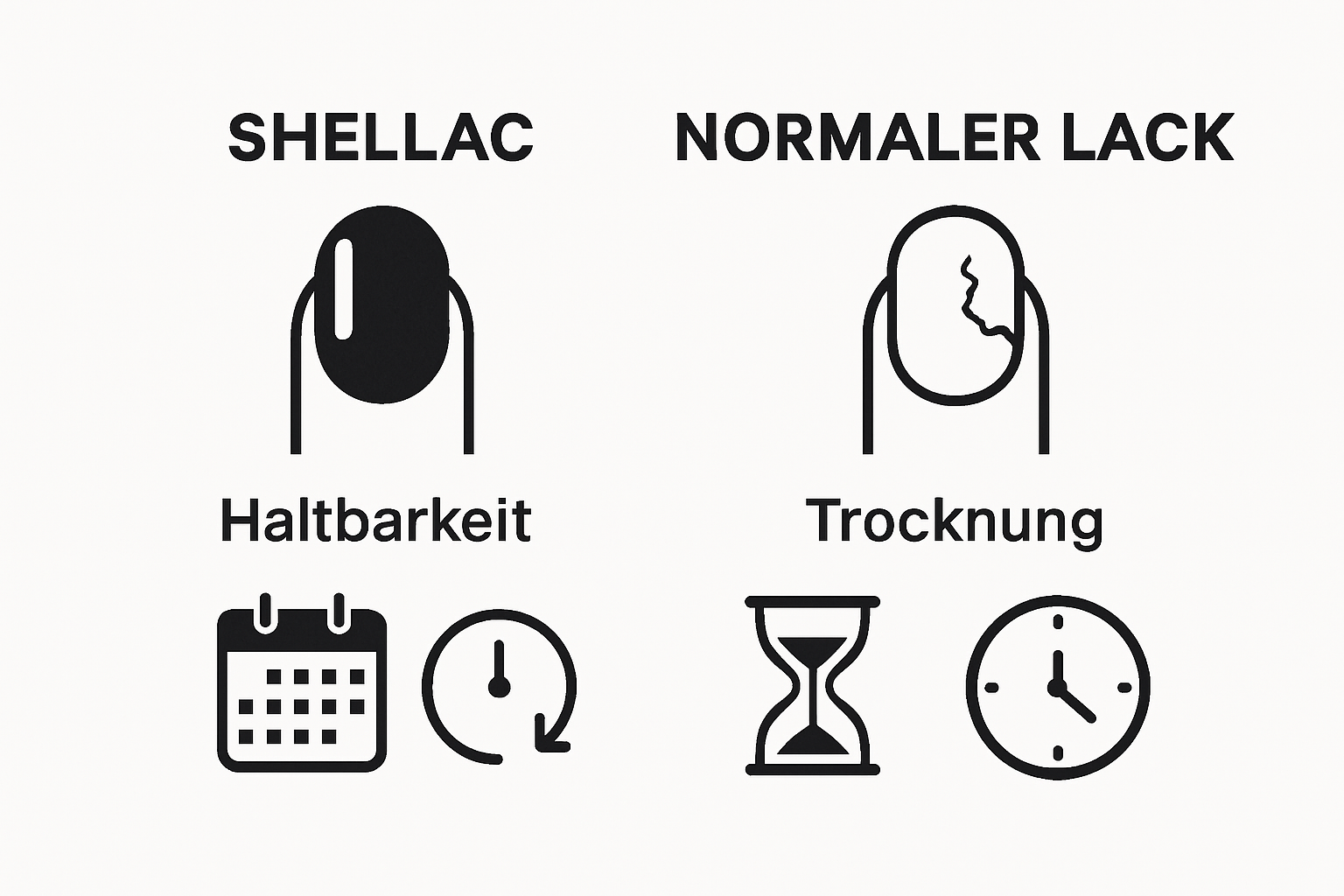 Comparison Shellac and regular nail polish as icons