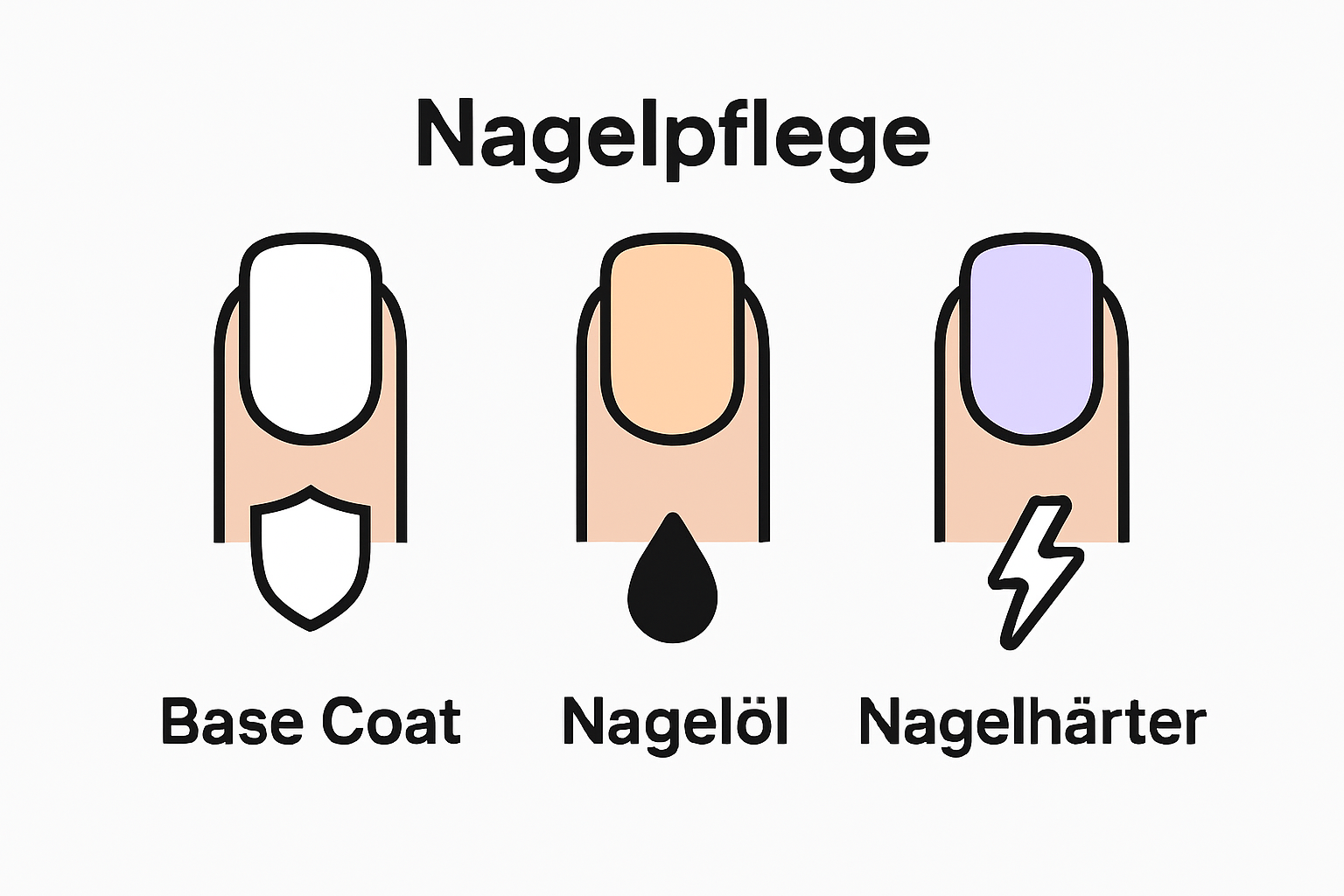 Comparison of Base Coat, nail oil, and nail hardener graphically