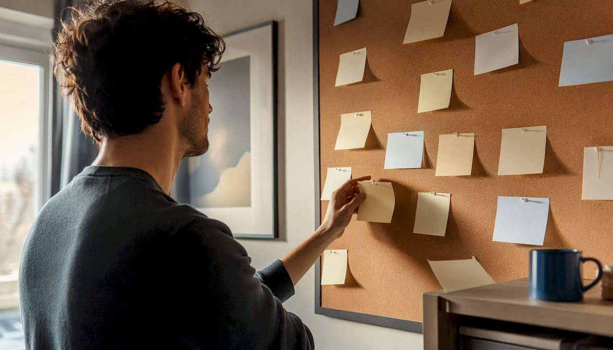 Founder marking progress streak on calendar
