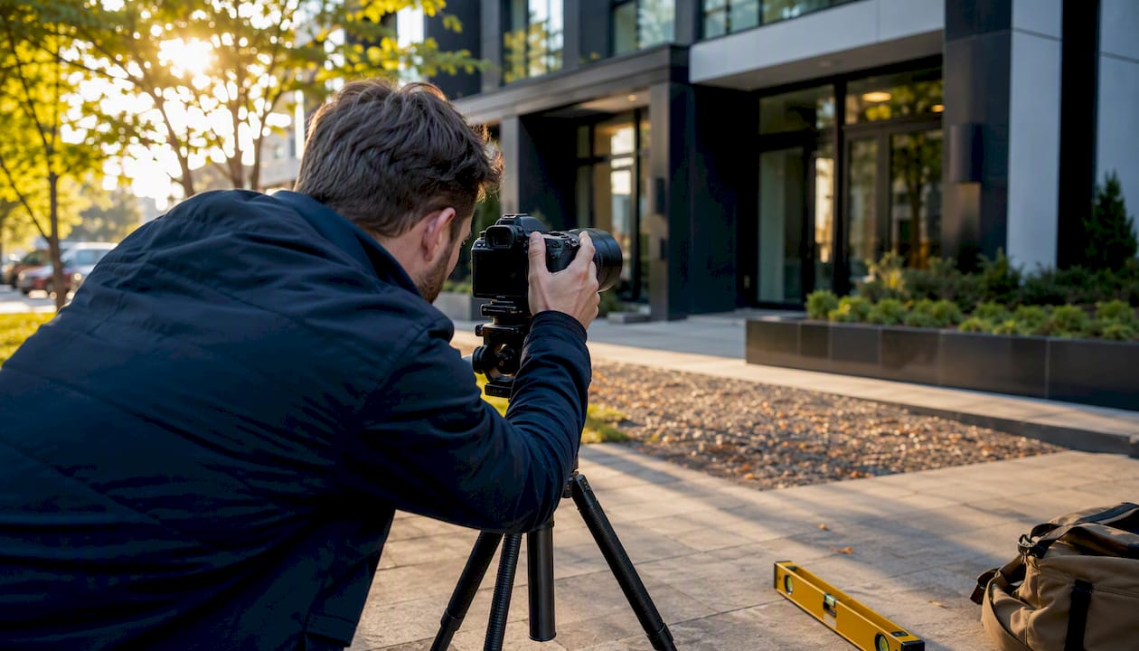 Camera set up for apartment listing photoshoot