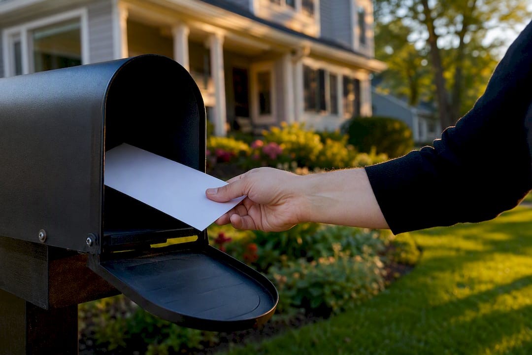 Hand placing rent increase letter in mailbox