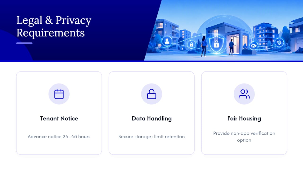 Diagram summarizing legal and privacy rules for self-showings