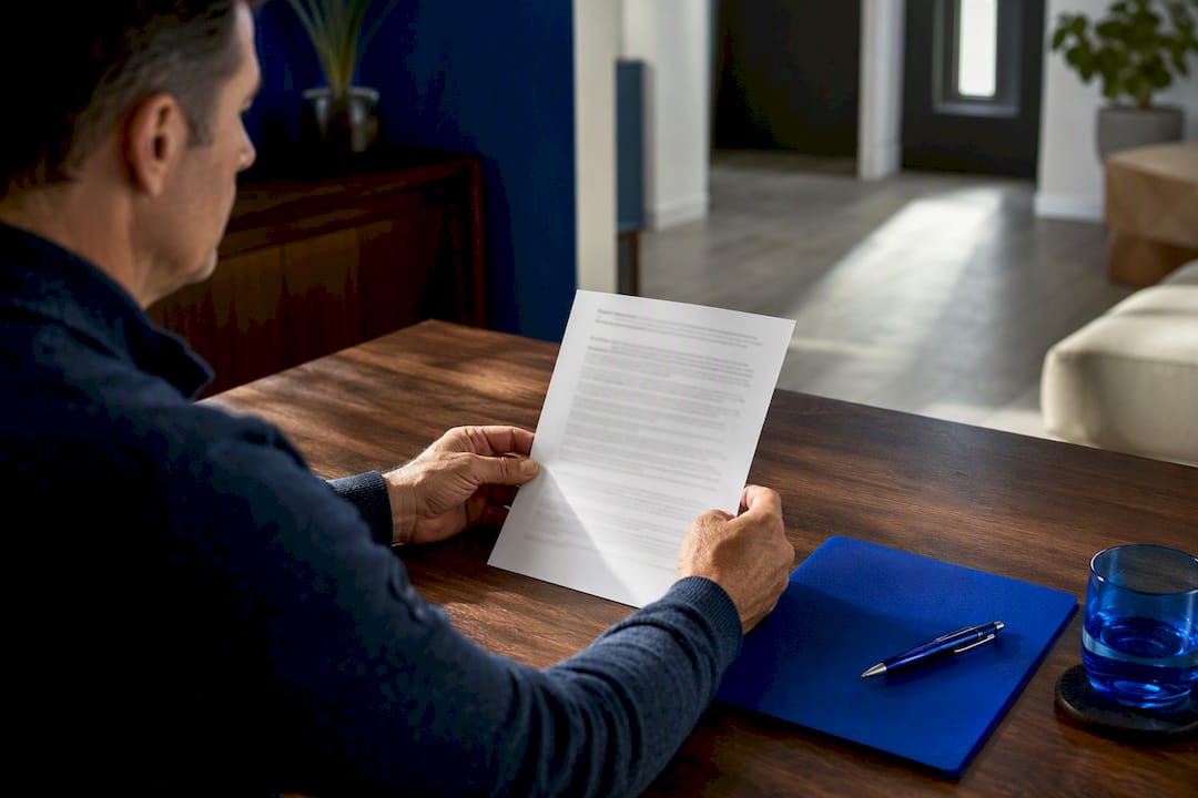Owner reviewing property management agreement
