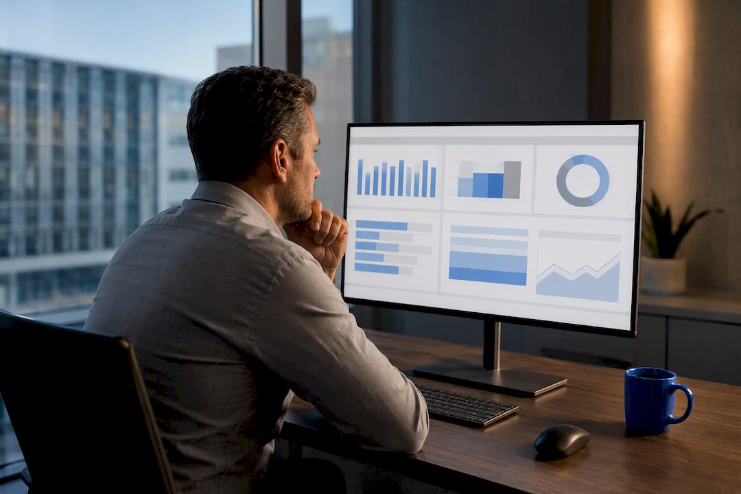 Owner reviewing commercial property KPI dashboard