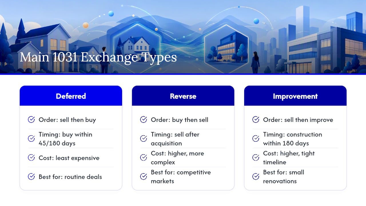 What Are the Main Types of 1031 Exchanges? — overview diagram