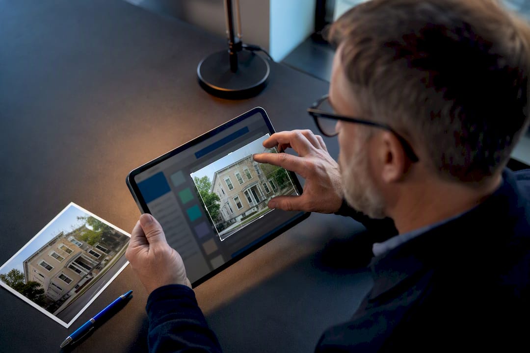 Property manager reviewing rental advertisement