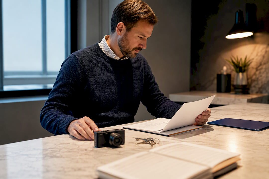 Property manager assembling a rental claim file