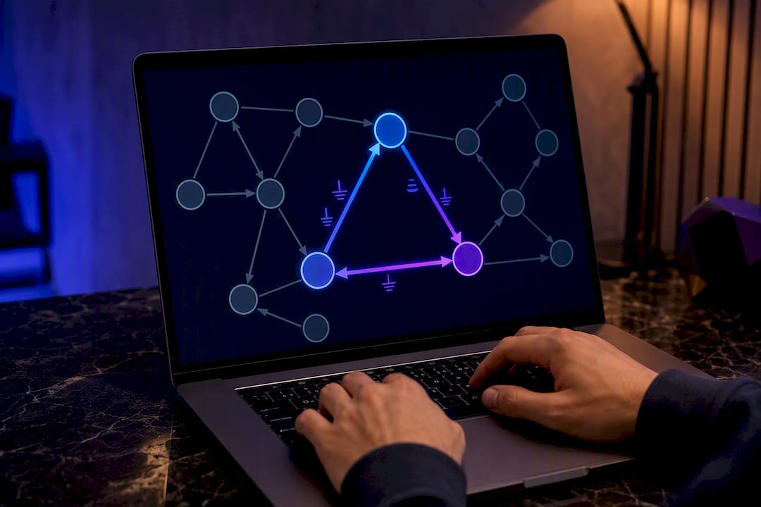 Directed graph showing a profitable arbitrage cycle