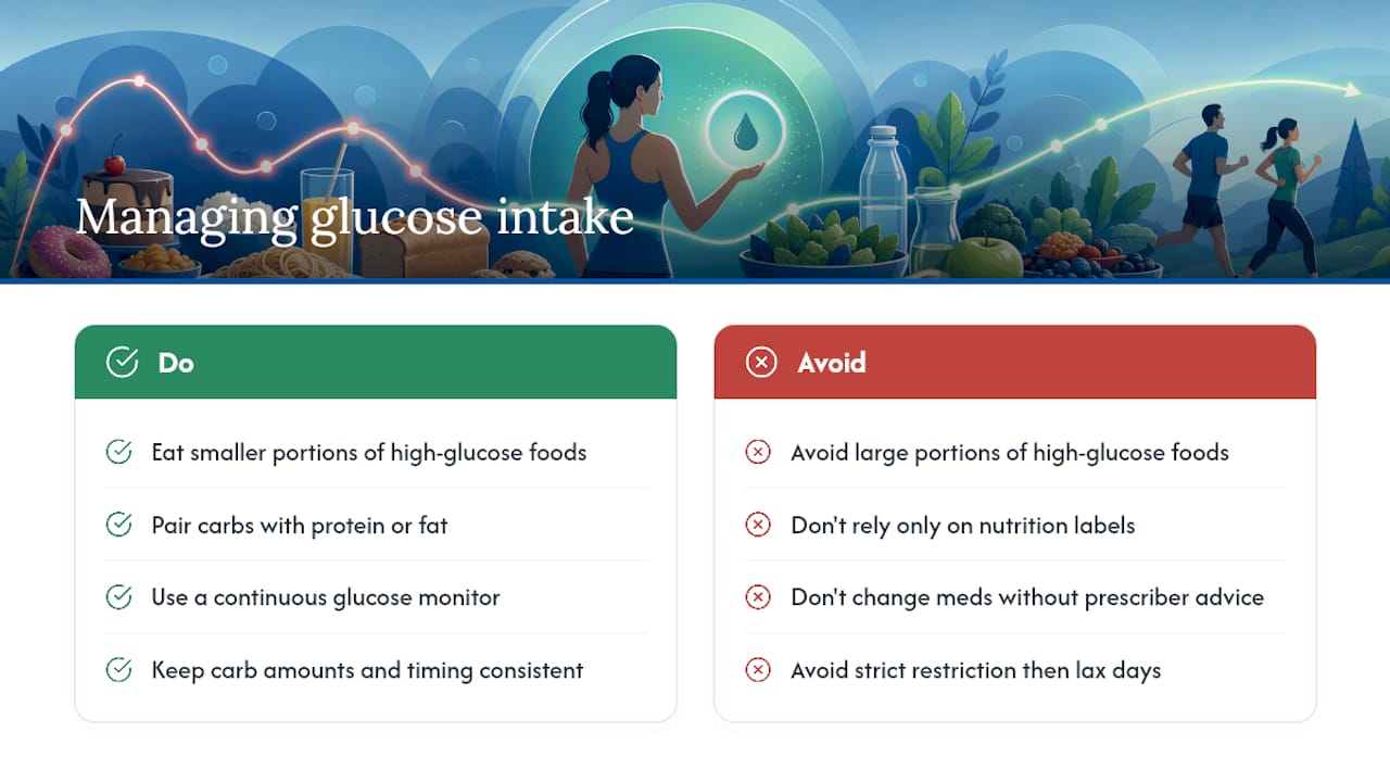 Managing Glucose Intake With Diabetes or Insulin Resistance — overview diagram