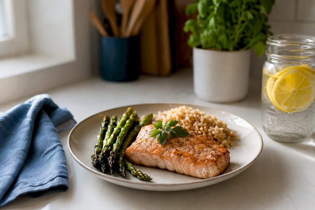 Balanced protein and vegetable dinner plate