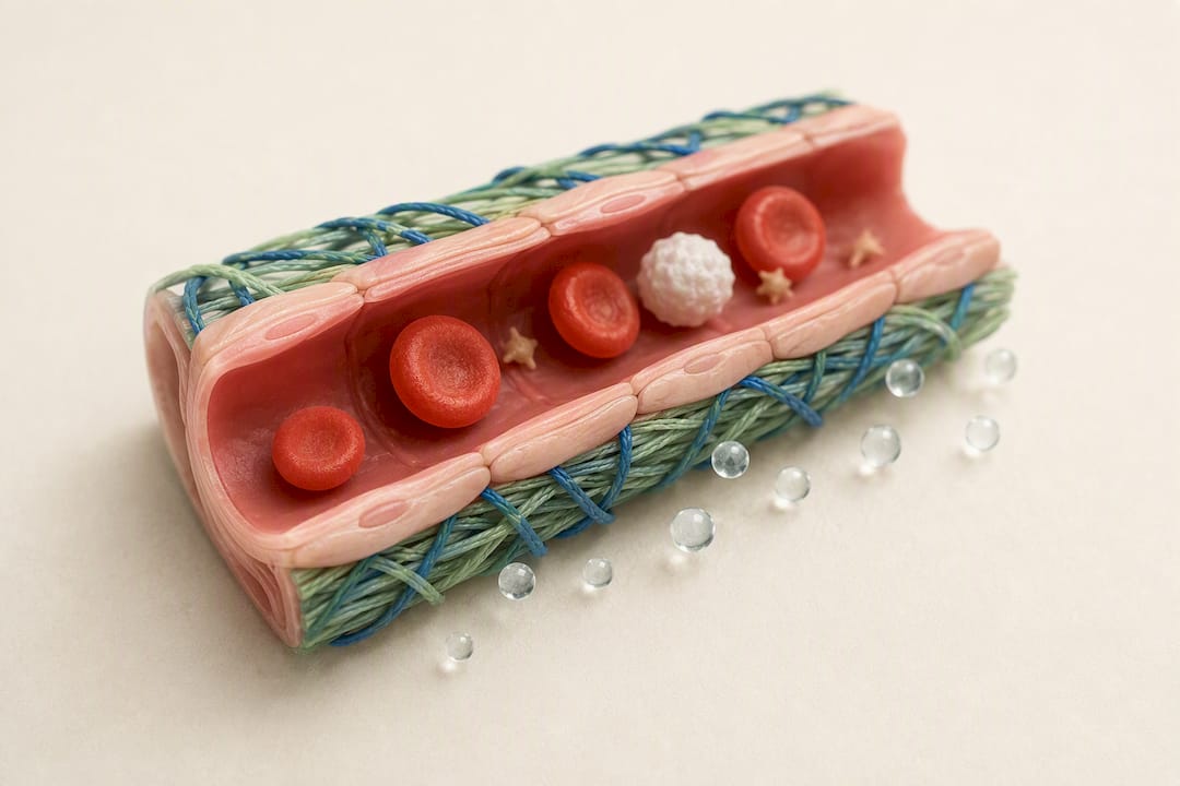 Illustration of collagen-supported capillary wall
