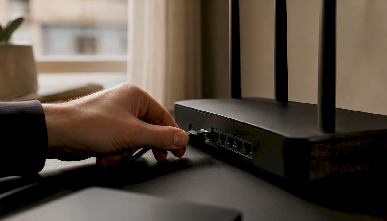 Hand connecting network cable for secure access