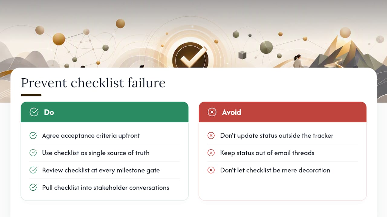 What Actually Keeps a Deliverables Checklist From Failing — overview diagram