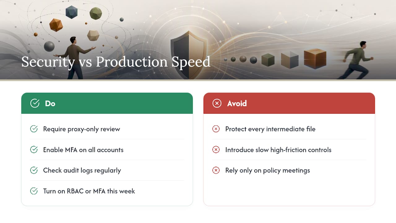 Balancing Security With Production Speed — overview diagram