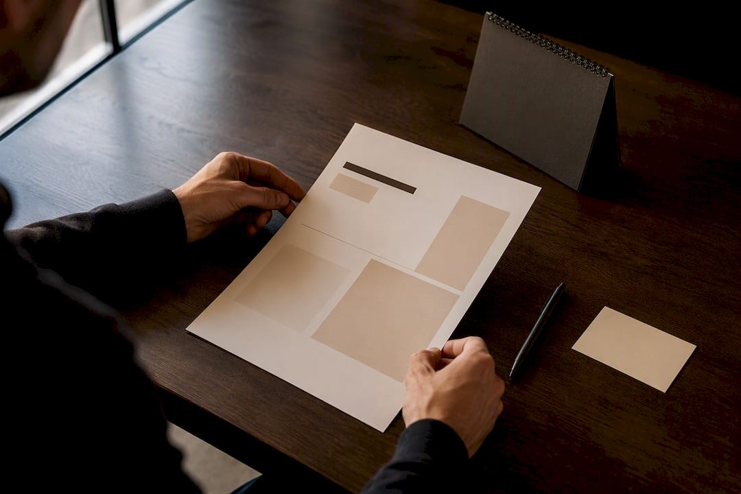 Hands reviewing a one-page project scope