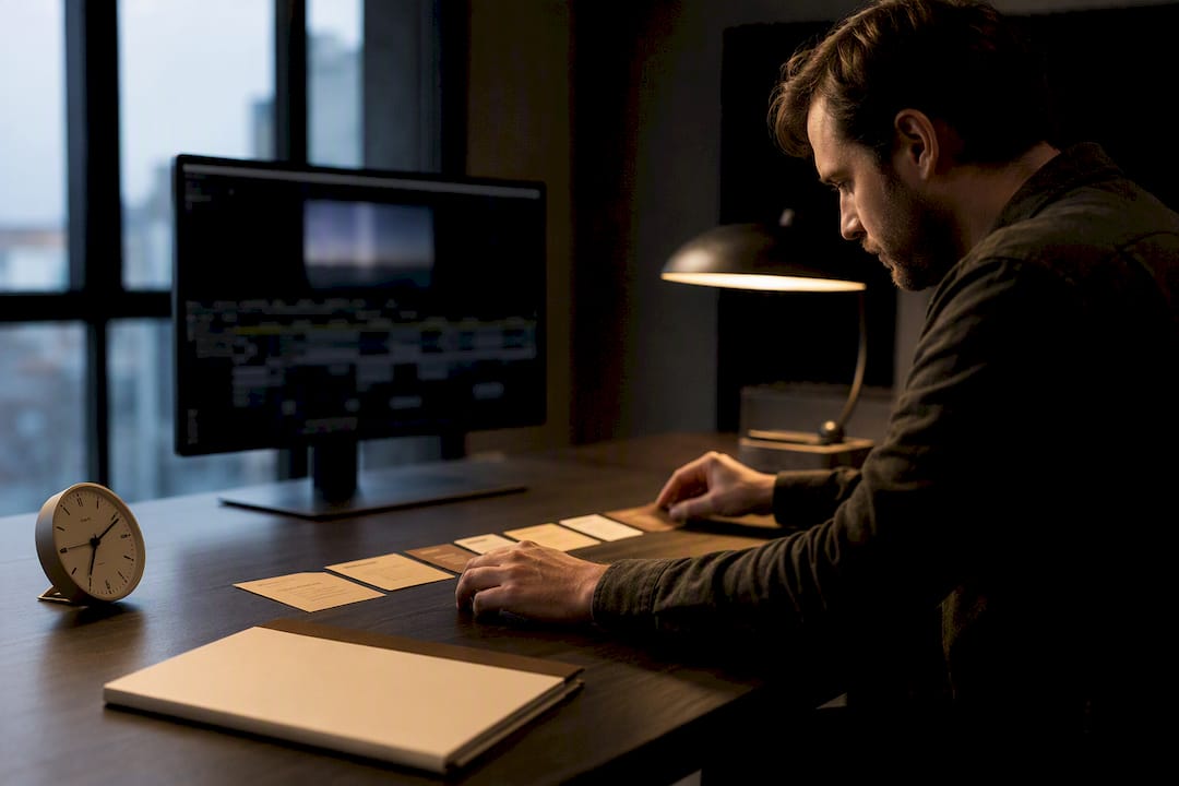 Creator arranging a video production timeline