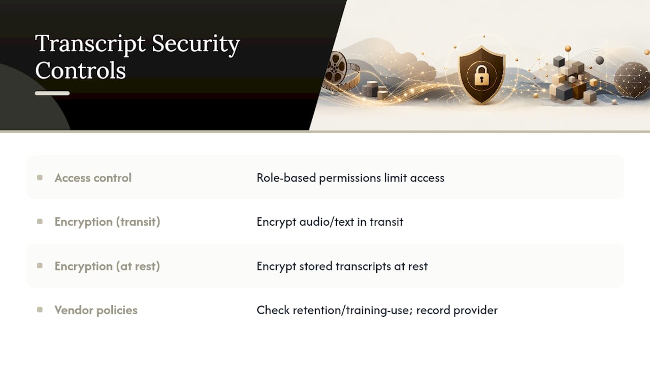 Four security controls for transcription data