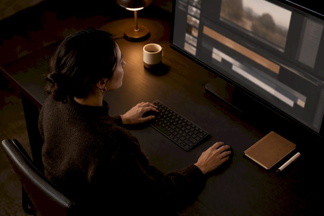 Editor reviewing post-production versions