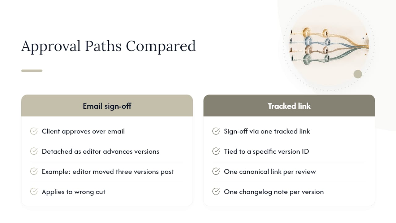 Tracked review link approval workflow