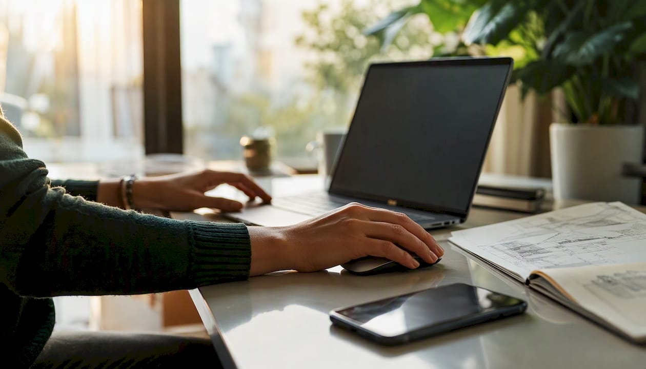 Desk scene with new lead email notifications