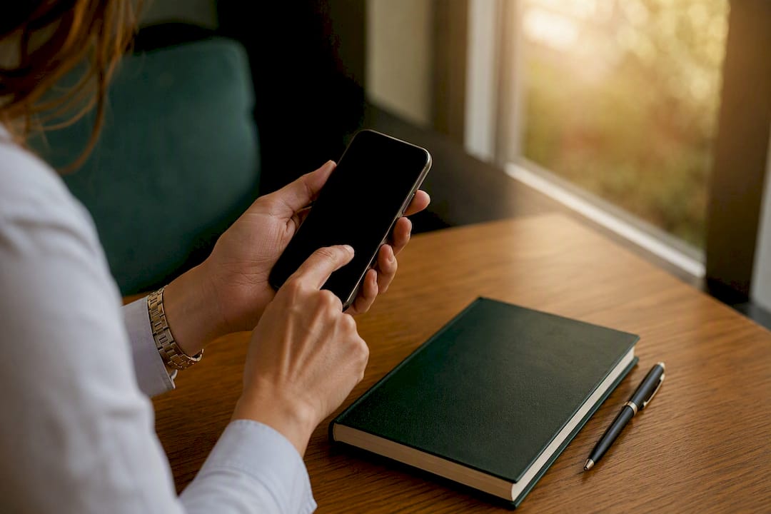 Hands scheduling GEO prompt tests on phone