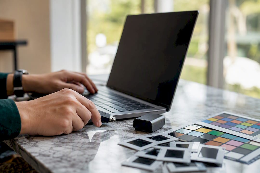 Hands preparing brand images for reverse search