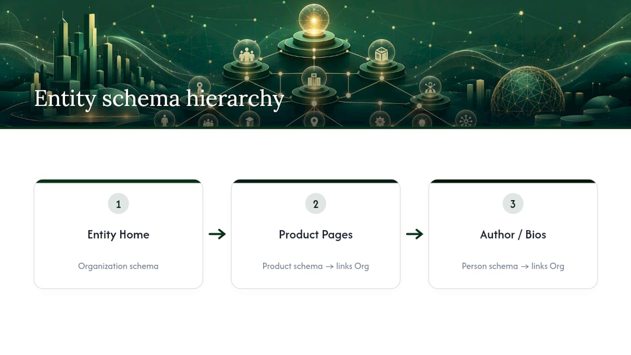 Schema relationships linking organization product and person