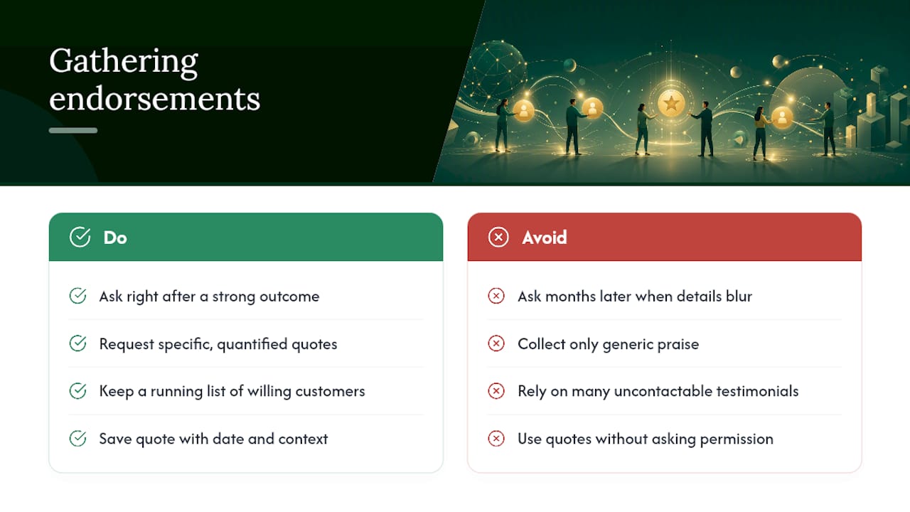 How to Gather Endorsements and Testimonials to Strengthen Your Application — overview diagram