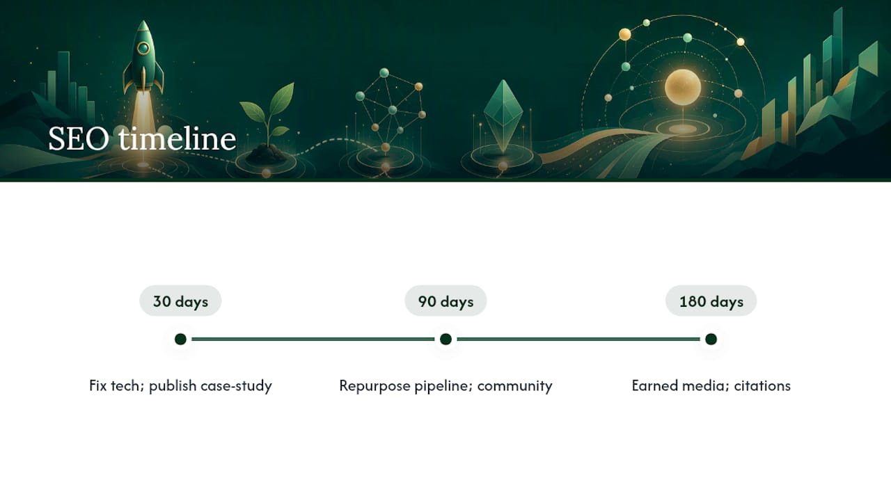 SEO visibility plan across 30 90 and 180 days