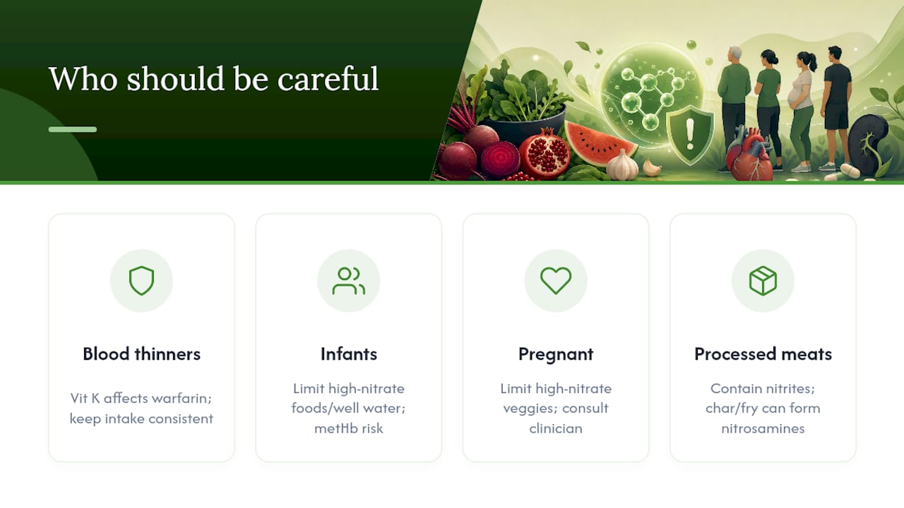 Diagram showing groups cautious with nitrate-rich foods