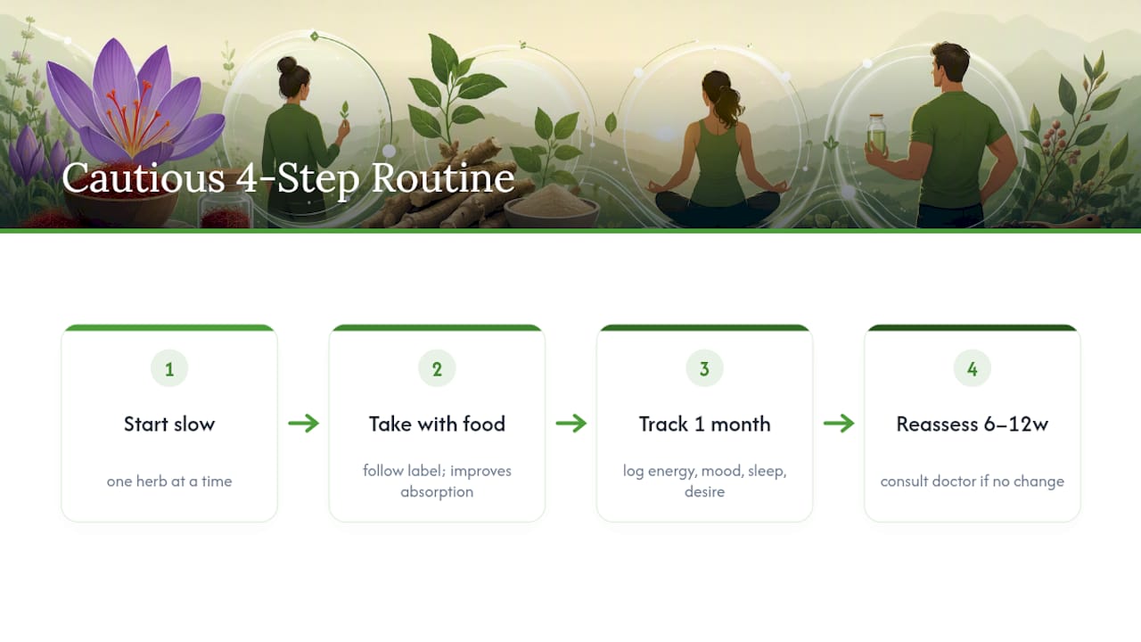 Four-stage cautious herbal supplement routine