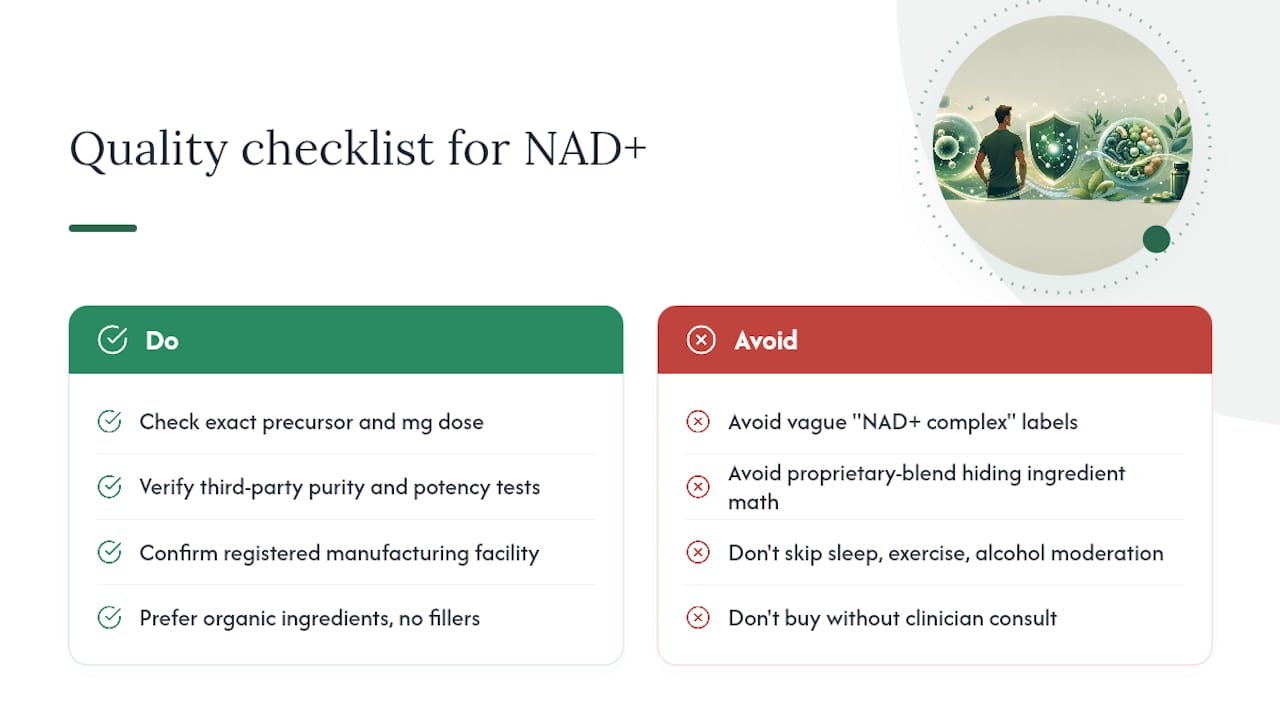 How Pureblue Approaches NAD+ Product Quality — overview diagram
