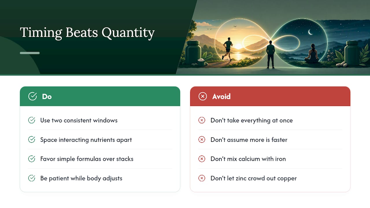 Why Timing Beats Quantity When It Comes to Supplement Energy — overview diagram